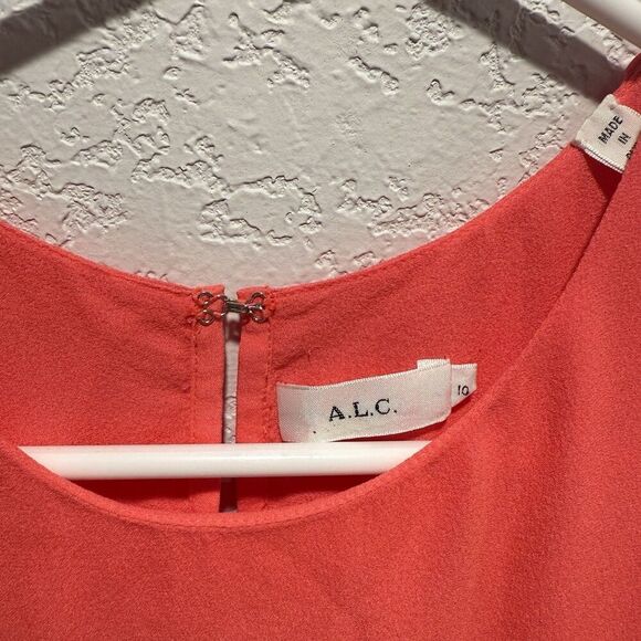 A.L.C. Silk Myron Dress Women’s 10 Sleeveless Asymmetrical Coral Drop Waist - Picture 4 of 12